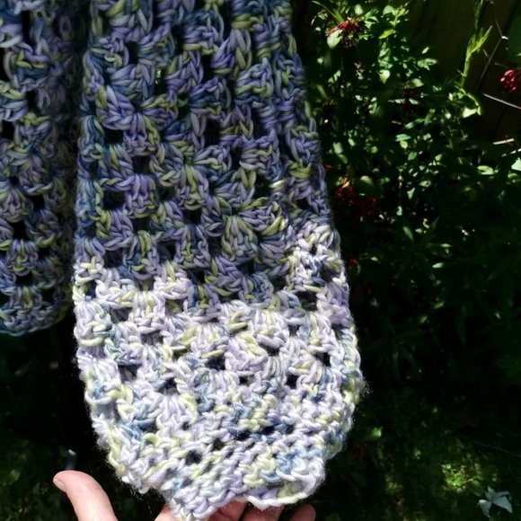 Lavender Fields Crop Coat, Granny Square Hexagon Cardigan, Crochet Jacket - Picture 6 of 12